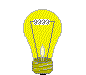 Pixelated light bulb icon with yellow filament and base, showing two states: static yellow bulb and animated bulb with glowing yellow-orange spiral and scattered dots.