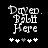 Pixelated text 'Dyed Path Here' with five heart symbols below, two versions showing different heart coloration on black background.