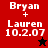 Four display 'Bryan + Lauren 10.2.07' text with star symbols; top-left and bottom-left show black and red stars respectively against red and black backgrounds