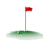Animated golf flag icon showing sequential frame changes on a white background with green grass base and gray pole.