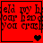 Red background with pixelated text 'eld my h oar I go d You cras' and heart symbols changing across frames.