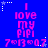 Blue background with pink text reading "I love my Pipi" and date "7-13-07", surrounded by white star outlines, animated stars move across the screen.