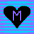 A 48x48 pixel animated buddy icon featuring two heart shapes with the letter M, displayed in a contact sheet format showing frame changes against a striped background.