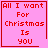 Four identical pink with red text reading 'All I want For Christmas Is YOU' each contain a distinct small symbol in the bottom-right corner