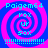 Four identical pixel-art display a blue and pink spiral background with cyan text and dotted lines
