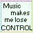 pixel art showing a stick figure's progression from standing to dancing, with musical symbols and text about losing control