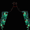 Animated sequence showing a dark figure with red eyes flanked by green creatures, transitioning to a black bird-like creature and ending with a purple 'I ❤️ SLOTH' icon.
