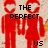 Two red pixelated figures stand side-by-side against a light beige background with black text reading THE PERFECT US overlaid.