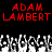 Red pixelated text "ADAM LAMBERT" repeated twice on black background with white and gray pixelated shapes below.