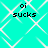 Cyan background with white diamond-shaped pattern and black text "oi sucks" in four quadrants