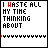 15 static displays the phrase "I HASTE ALL MY TIME THINKING ABOUT YOU" with varying pixelated text and border decorations