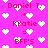 Pixelated pink background with white heart shapes and red text reading "Daniel T. + Kratie = BFF'S" repeated across the image.