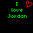 Green pixelated text 'I love Jordan' with a red heart symbol on black background, two identical frames side-by-side.