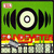 Pixelated green square icon with black circular speaker graphic, red/orange/yellow flame-like band across middle, and gray keyboard keys at bottom; small pink rectangle in top-left corner.