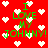 Red background with white pixel hearts and green text reading "I LOVE MY JOHNNY!" in a repeating pattern.