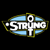 Pixelated static icon featuring a stylized logo with the text "STRUM" in white letters, surrounded by blue and yellow geometric shapes on a black background.