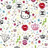 Pixelated static image with scattered colored squares and shapes on a white background, including red circular forms, gray outlines, green zigzags, and multicolored pixels.