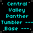 Static digital image with cyan text on black background displaying repeated phrases 'Central Valley Panther', 'Tumbler ---', and 'Base ---' in