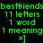 Green text 'bestfriends' repeated with '11 letters', '1 word', '1 meaning', and '=]' symbols on black background, with blue dots forming a pattern below.