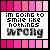 Pixelated text phrases in black and white on a white background, framed by pink and magenta gradient borders, with some text blurred or distorted.