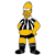 Pixelated yellow-skinned character with white eyes and black pupils, wearing a black-and-white checkered shirt over a yellow undershirt, black belt, yellow pants, and black boots.