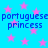 Blue background with pink stars and repeated blue text reading 'portuguese princess' in two