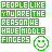 Green pixelated text reads 'PEOPLE LIKE YOU ARE THE REASON WE HAVE NIDDLE FINGERS' with a small smiley face icon, where pink pixels highlight different letters across frames.