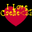 Red heart-shaped icon with yellow text "I Love Caelie <3" on black background, showing animation changes in pixel arrangement.