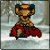 4-frame animated contact sheet of a pixelated character in winter attire performing sequential movements against snowy background.