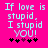 Pixelated text on bright pink background with black and purple star-like symbols below.