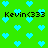 Green background with light blue pixelated hearts and repeated black text 'Kevin<333' in four positions.