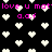 Black background with scattered white pixelated hearts and repeated pink text 'love u mat' and 'a.o.f' in a static pattern.