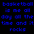 Blue pixelated text on black background with white rectangular highlights over specific words