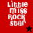 Pixelated text 'Little Miss Rock Star' on red and black backgrounds with star symbols, animated between frames.