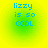 Four identical circular icons with yellow-green gradient backgrounds display blue pixelated text reading 'lizzy is so cool' in three lines.