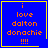 Four blue square with yellow borders display orange text reading 'i love dalton donachie !!!!' with a yellow heart in the top-right and a yellow star in the bottom-right