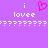 Purple background with white text and a pink heart symbol, displaying 'i lovee' on both sides of the heart.
