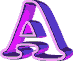 Two side-by-side animated frames of a stylized letter A with purple and pink gradient colors, outlined in light pink, on a gray background.