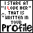 Pixelated text displays "I STARE AT 'I LOVE HER' THAT IS WRITTEN IN YOUR Profile" with red and black lettering on white background, showing animation changes in punctuation and character styling.