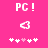 Pixelated pink background with white 'PC!' text, a white heart outline, and five white plus signs with one pink plus sign in the center.