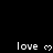 Pixelated white text 'love' with a heart symbol on a black background, arranged in a pattern with a gray overlay on the bottom-right corner