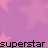 Purple background with pink star patterns and repeated black text reading "superstar" in multiple positions.