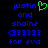 Blue pixelated text on black background with green heart symbol next to 'justin' in left ; identical right lacks the heart