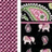 A static image shows a vertical pink checkered pattern on the left and a grid of pixelated animal icons with green foliage in the background on the right.