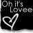 Black background with white pixelated text reading 'Oh it's Lovee' and a heart-shaped outline containing an arrow pointing right.