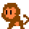 Pixel art monkey figures in various colors arranged in a , each with distinct color schemes and poses