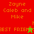 Pixelated buddy icon with red and green background sections displaying text 'Zayne Caleb and Mike' and 'BEST FRIENDS' alongside small animated figures.