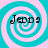 Four identical cyan and white spiral patterns arranged in a , each containing the text "Jeddy" in black serif font