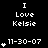 Black background displays white text "I Love Kelsie" with date "11-30-07" and star symbols in three , each showing sequential animation frames of increasing stars