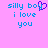 Pixelated text on pink background with blue letters and purple heart symbol replacing 'y' in 'boy'.